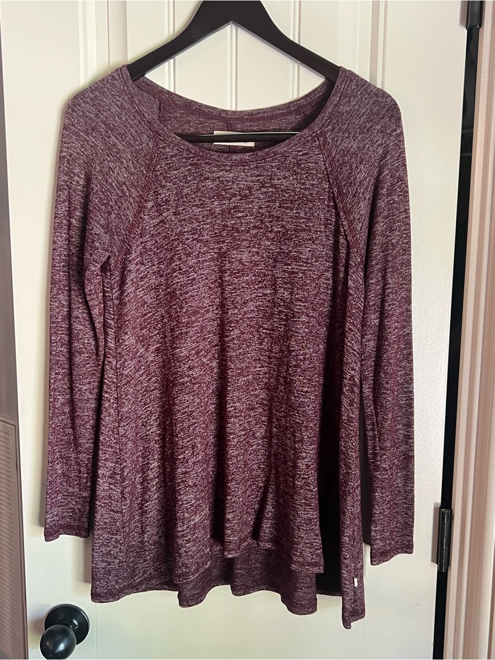 Hollister Women’s L Burgundy Marled Long Sleeve Tunic Top Flowy Soft